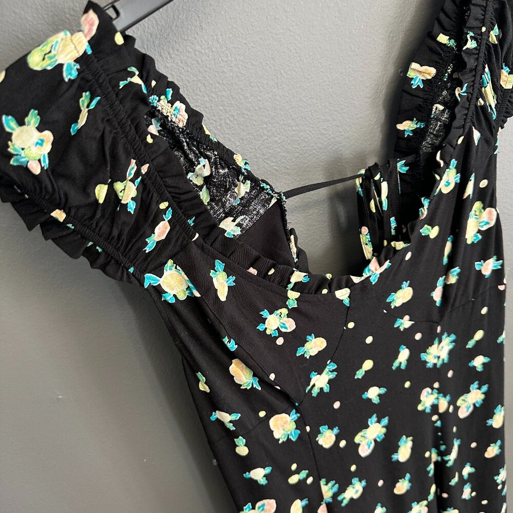 Free People Like A Lady Womens Small Dress Black Citrus Linenโ Blend NWT